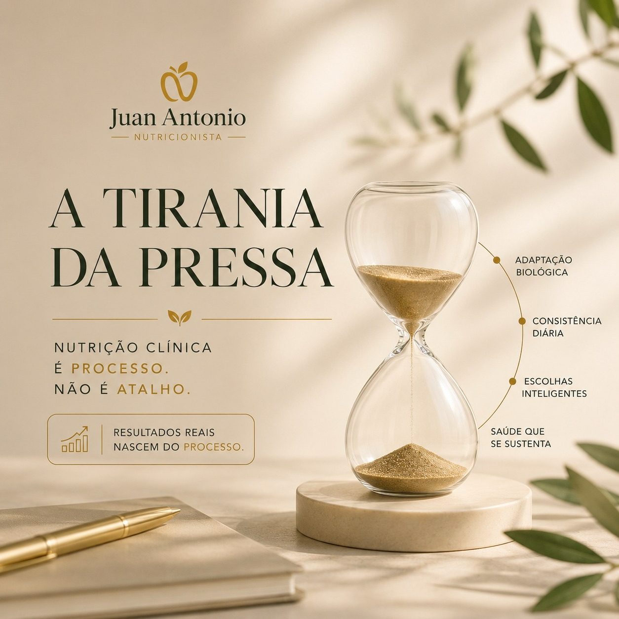 Post do Instagram: A tirania da pressa. Nutrição clínica é processo, não é atalho.