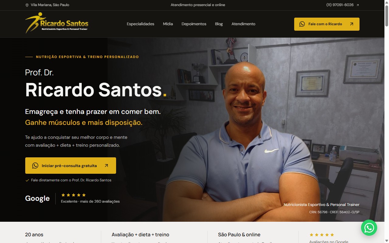 Prévia do site de Ricardo Santos