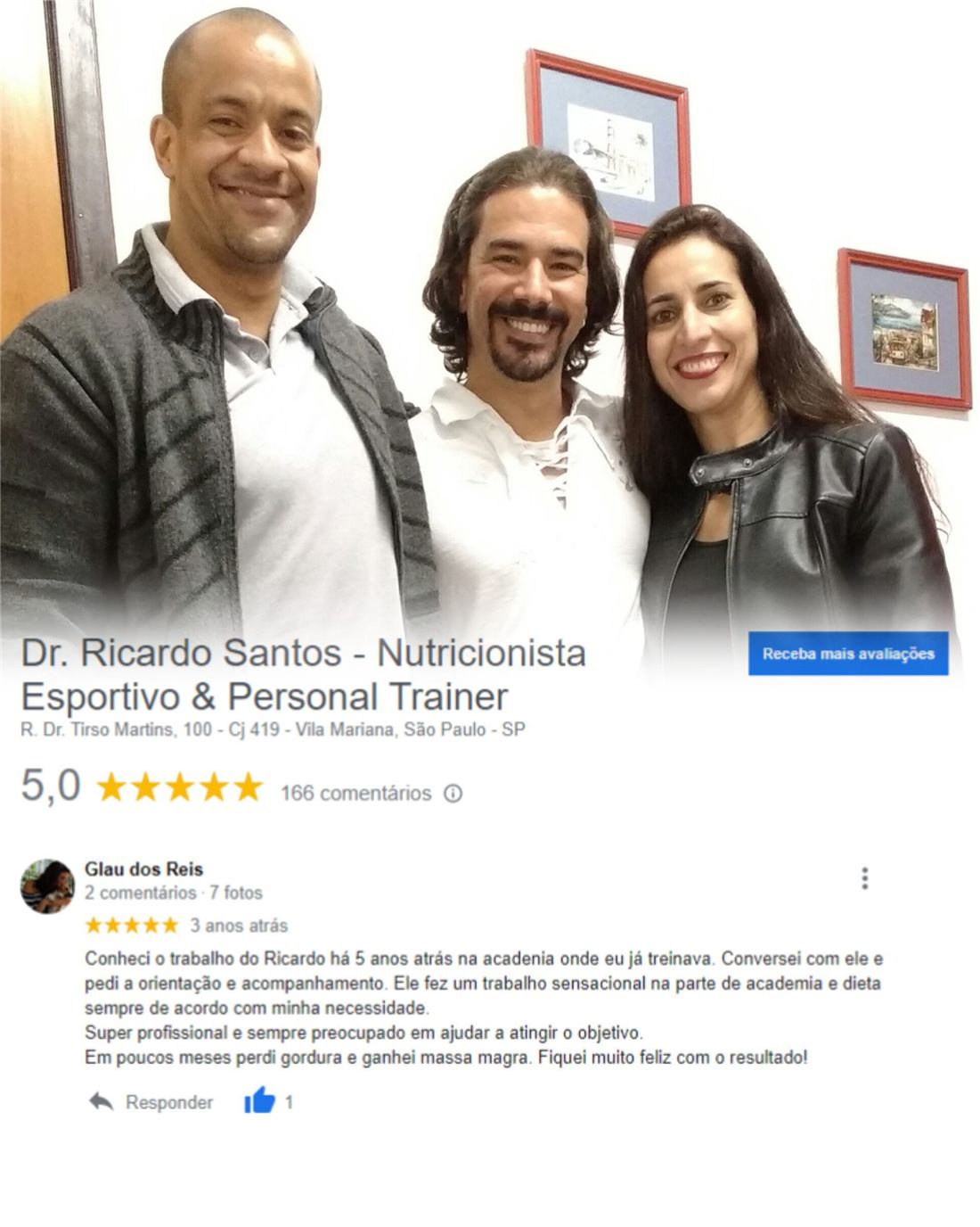 Glau dos Reis com o Prof. Ricardo no consultório