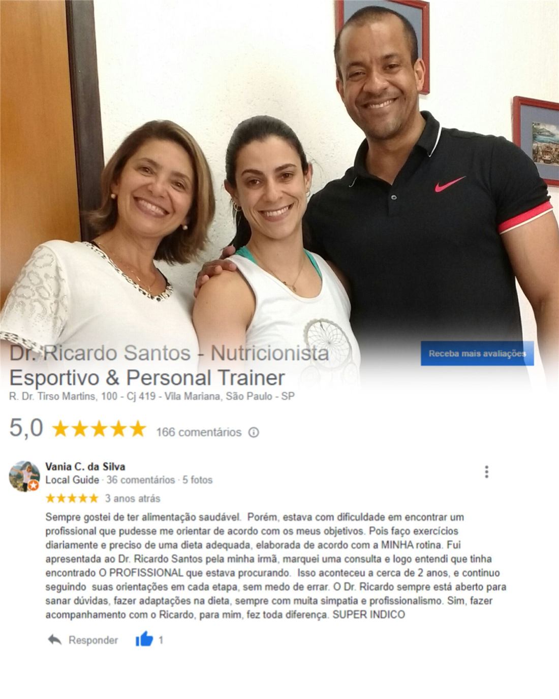 Vania C. da Silva com o Prof. Ricardo no consultório