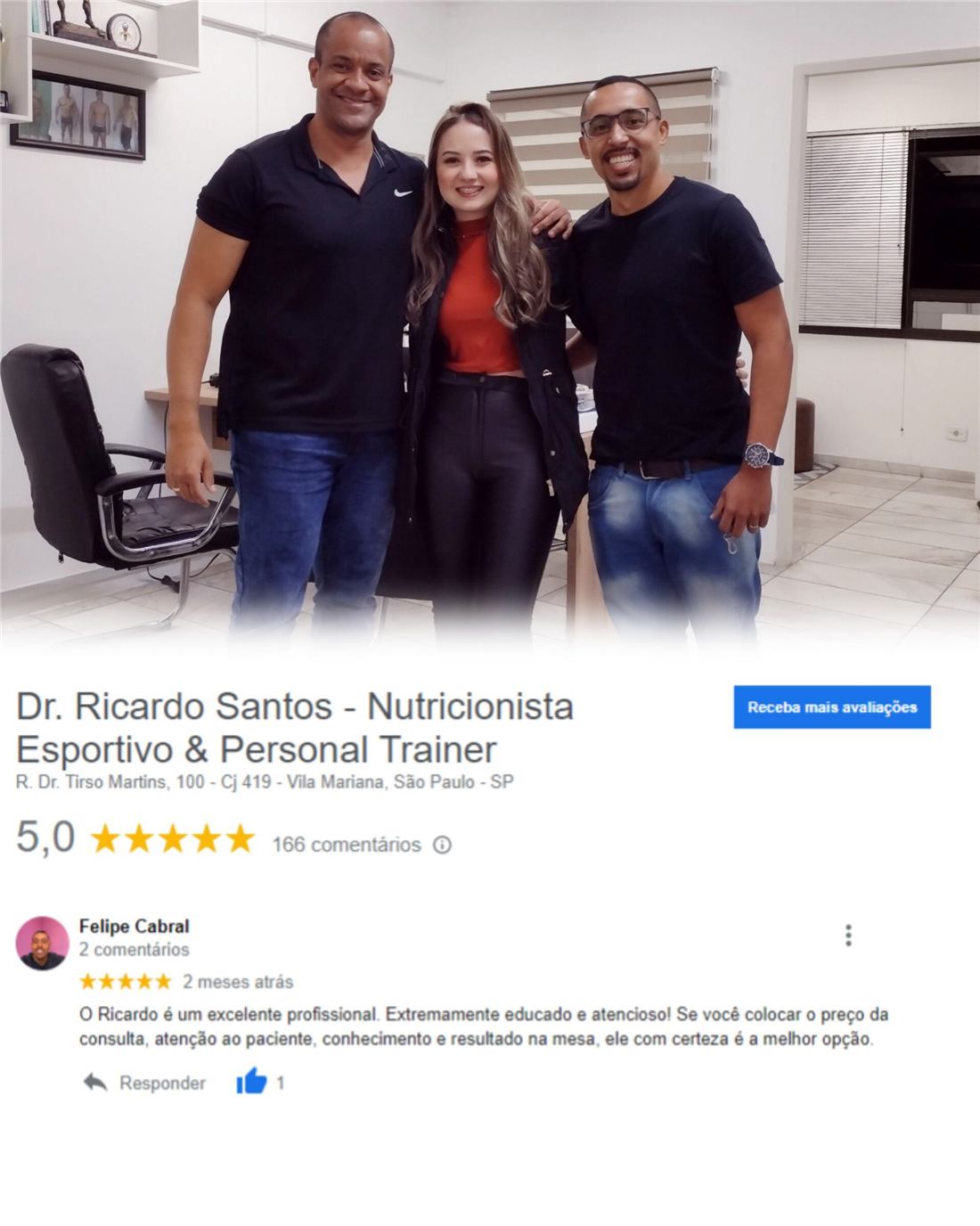 Felipe Cabral com o Prof. Ricardo no consultório