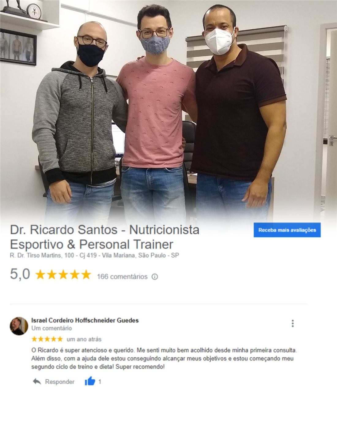 Israel Cordeiro Hoffschneider Guedes com o Prof. Ricardo no consultório